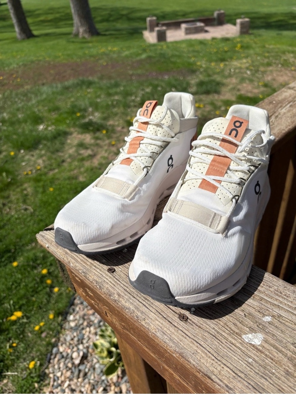 On Running Neutral Cream and Tan Athletic Shoes